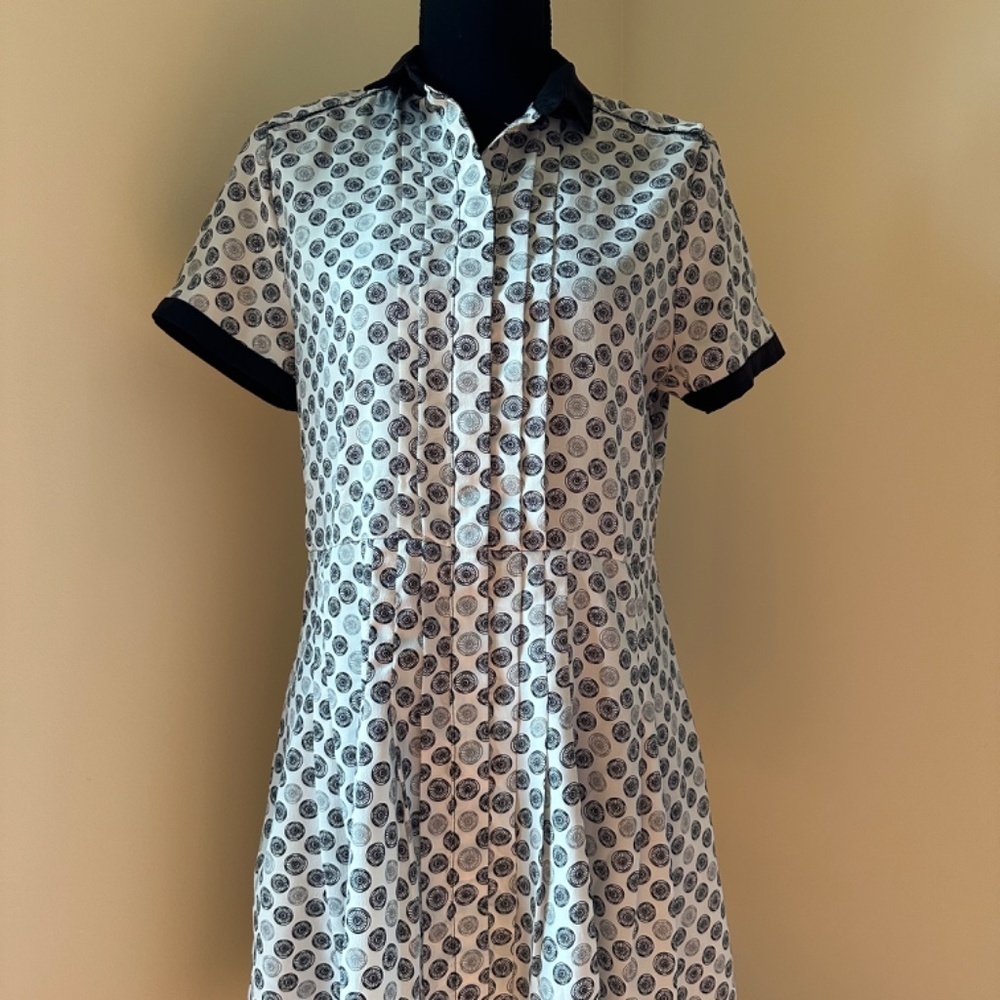 *JASON WU* White x Black Wheel Pattern Short Sleeve Dress Size Medium